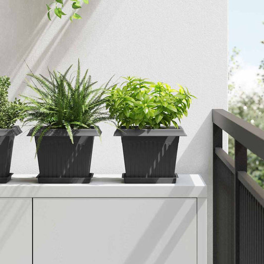 Kvadratinis gėlių padėklas 6 pcs Juoda 18 x 18 x 2 cm Plastmasė