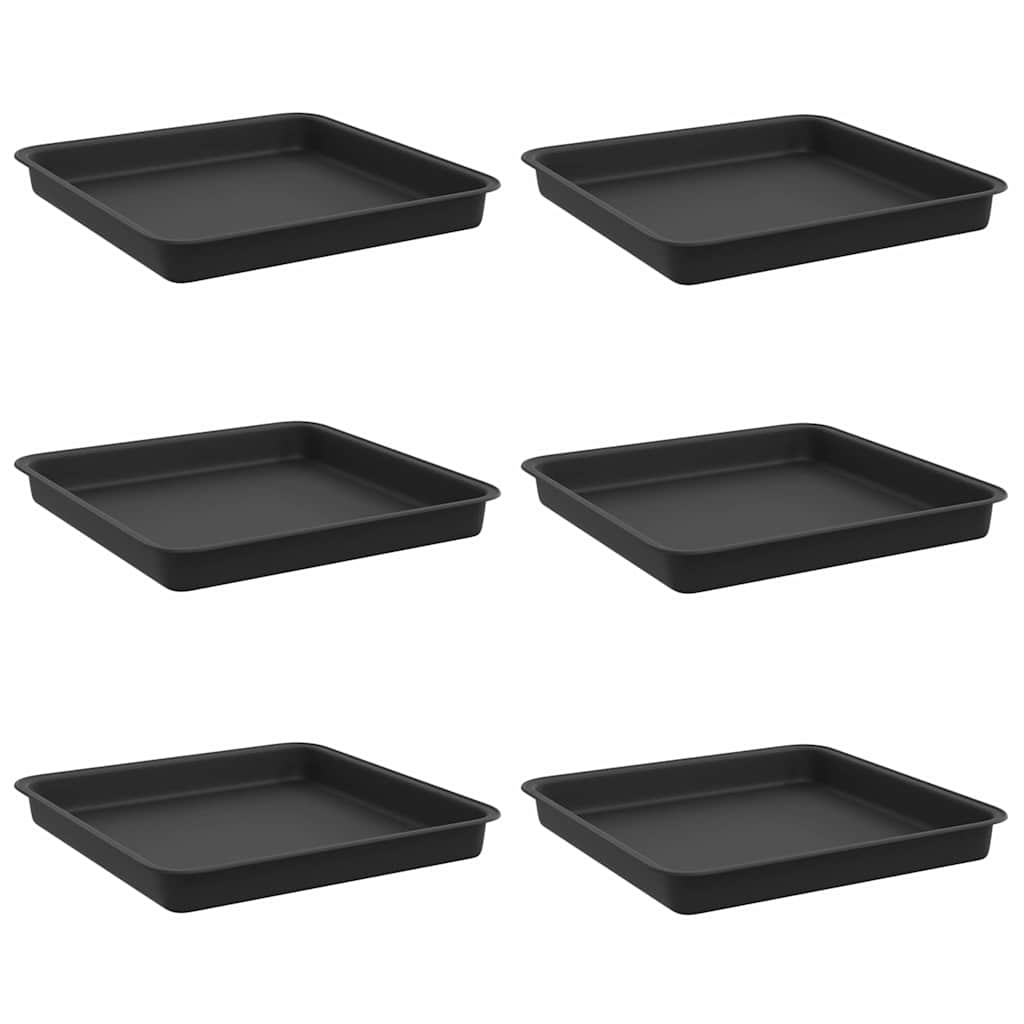 Kvadratinis gėlių padėklas 6 pcs Juoda 18 x 18 x 2 cm Plastmasė