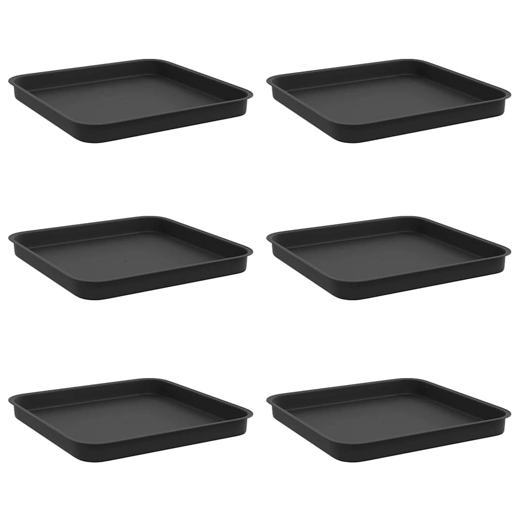 Kvadratinis gėlių padėklas 6 pcs Juoda 21 x 21 x 2 cm Plastmasė