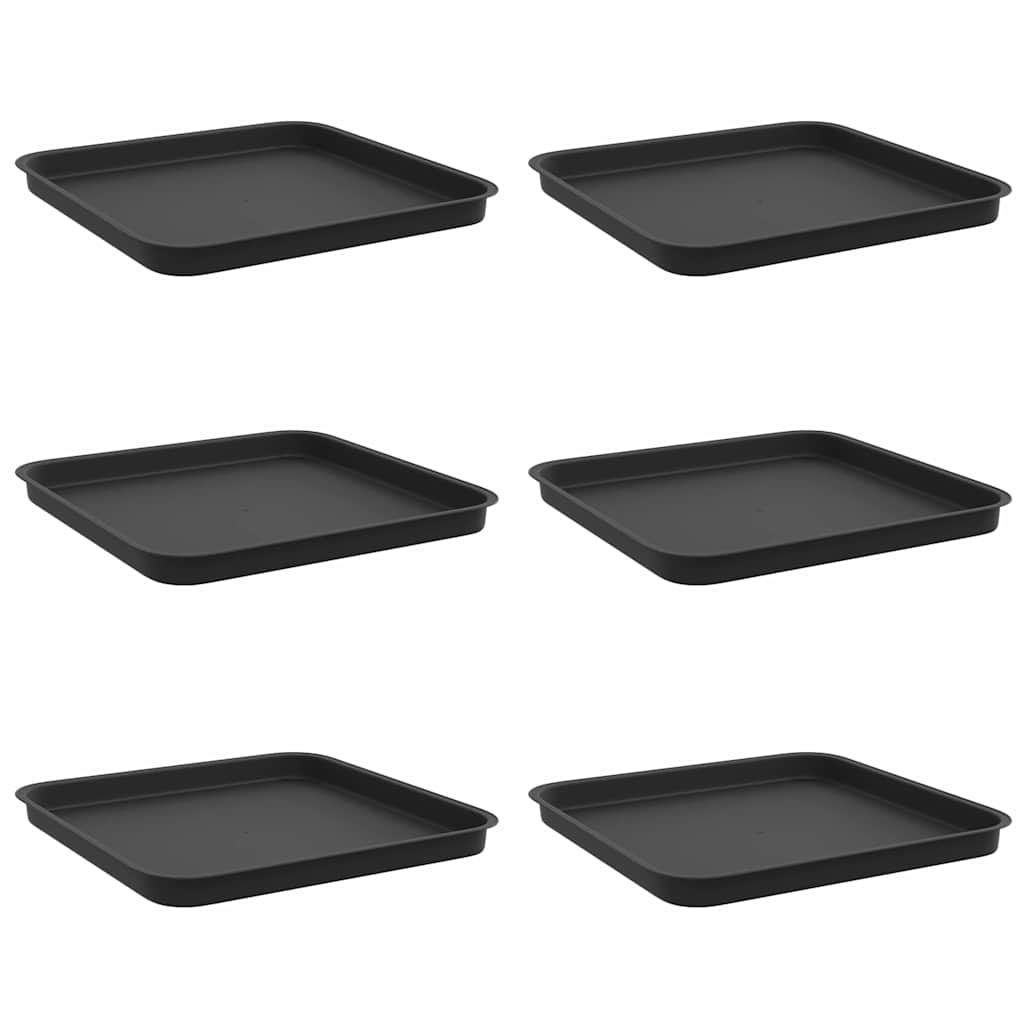 Kvadratinis gėlių padėklas 6 pcs Juoda 32 x 32 x 2,5 cm