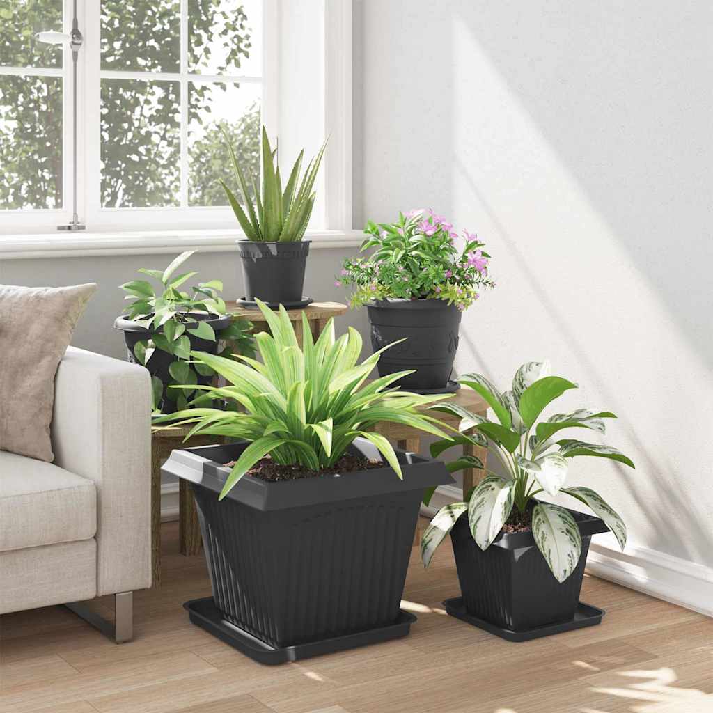 Kvadratinis gėlių padėklas 6 pcs Juoda 36 x 36 x 2.5 cm