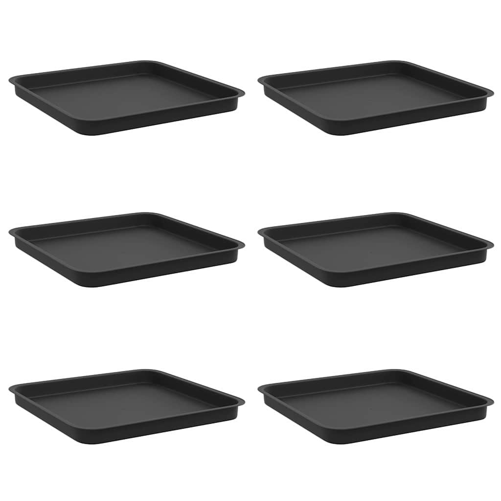 Kvadratinis gėlių padėklas 6 pcs Juoda 36 x 36 x 2.5 cm