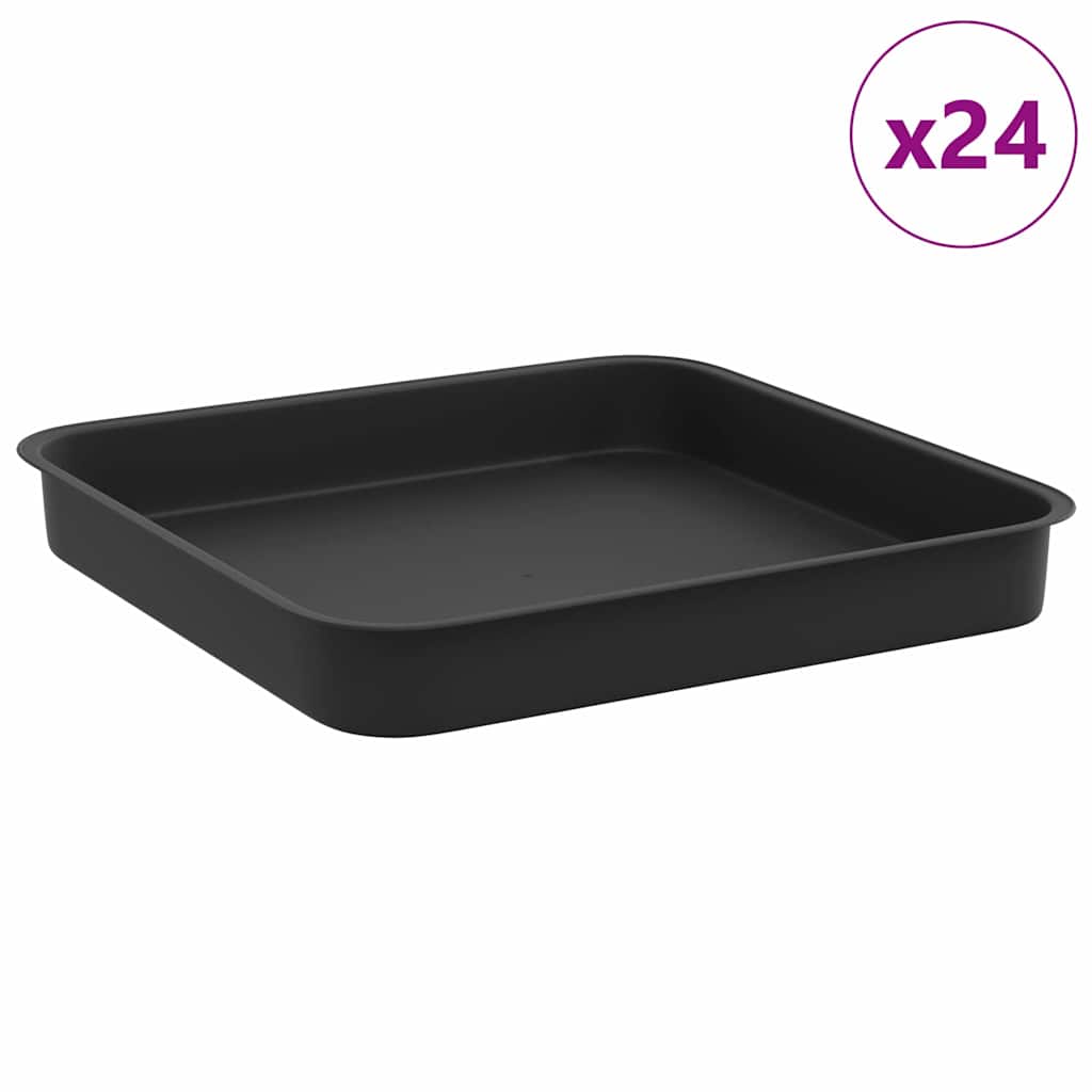 Kvadratinis gėlių padėklas 24 pcs Juoda 15 x 15 x 2 cm
