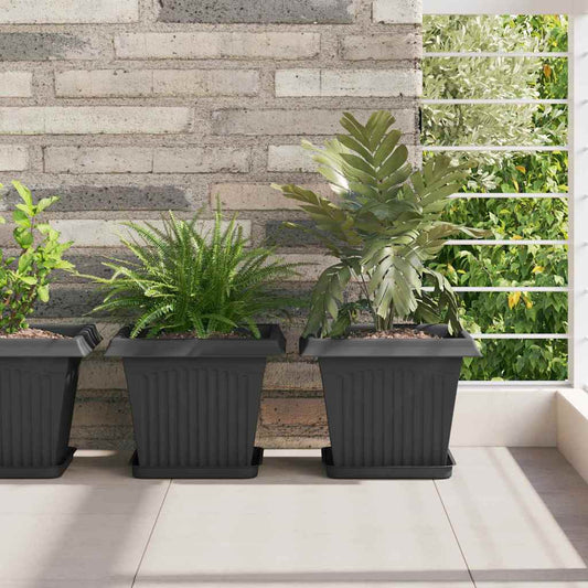Kvadratinis gėlių padėklas 24 pcs Juoda 21 x 21 x 2 cm