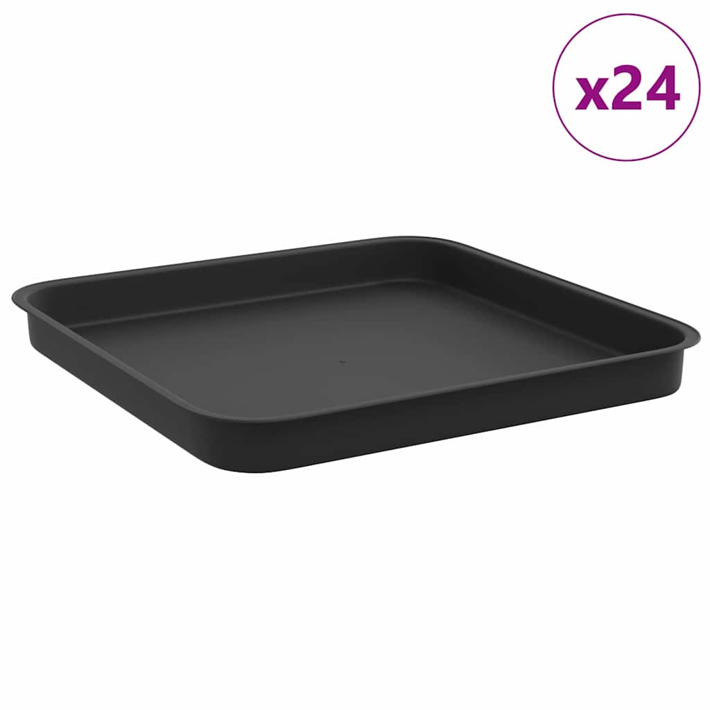Kvadratinis gėlių padėklas 24 pcs Juoda 21 x 21 x 2 cm