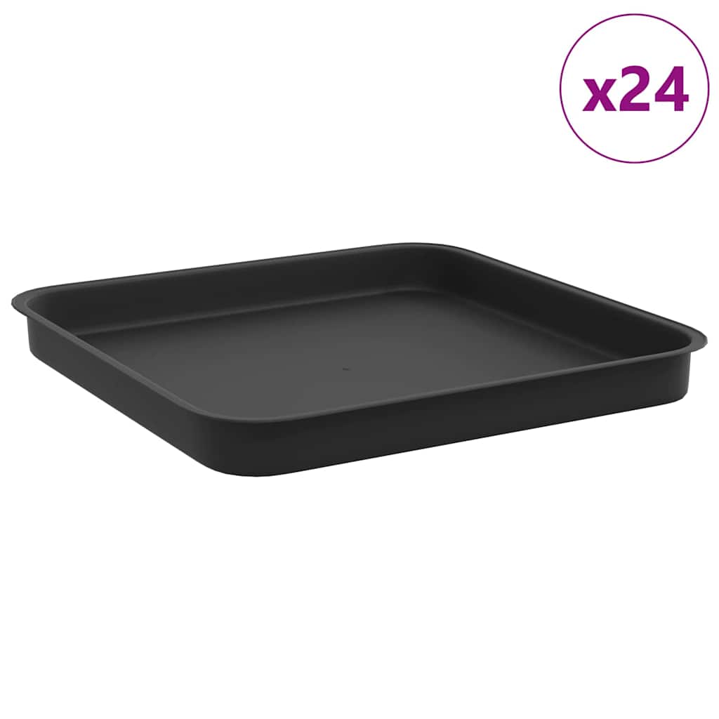 Kvadratinis gėlių padėklas 24 pcs Juoda 25,5 x 25,5 x 2,5 cm