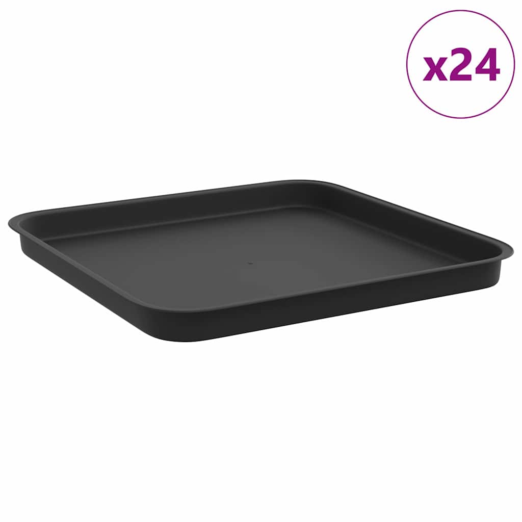 Kvadratinis gėlių padėklas 24 pcs Juoda 32 x 32 x 2,5 cm