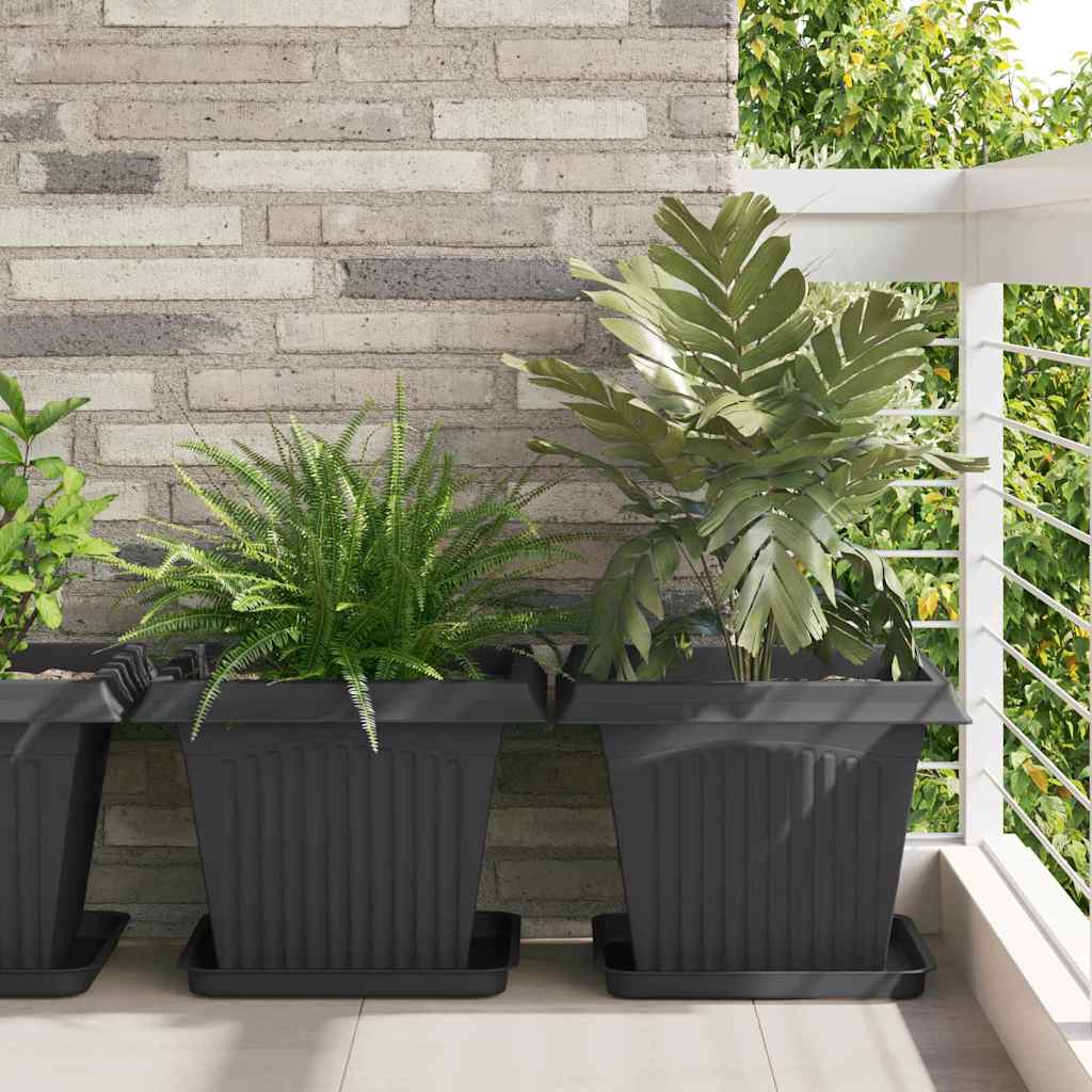 Kvadratinis gėlių padėklas 24 pcs Juoda 36 x 36 x 2.5 cm