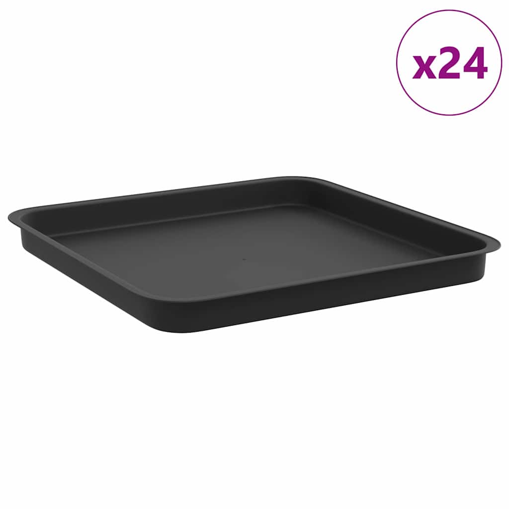 Kvadratinis gėlių padėklas 24 pcs Juoda 36 x 36 x 2.5 cm