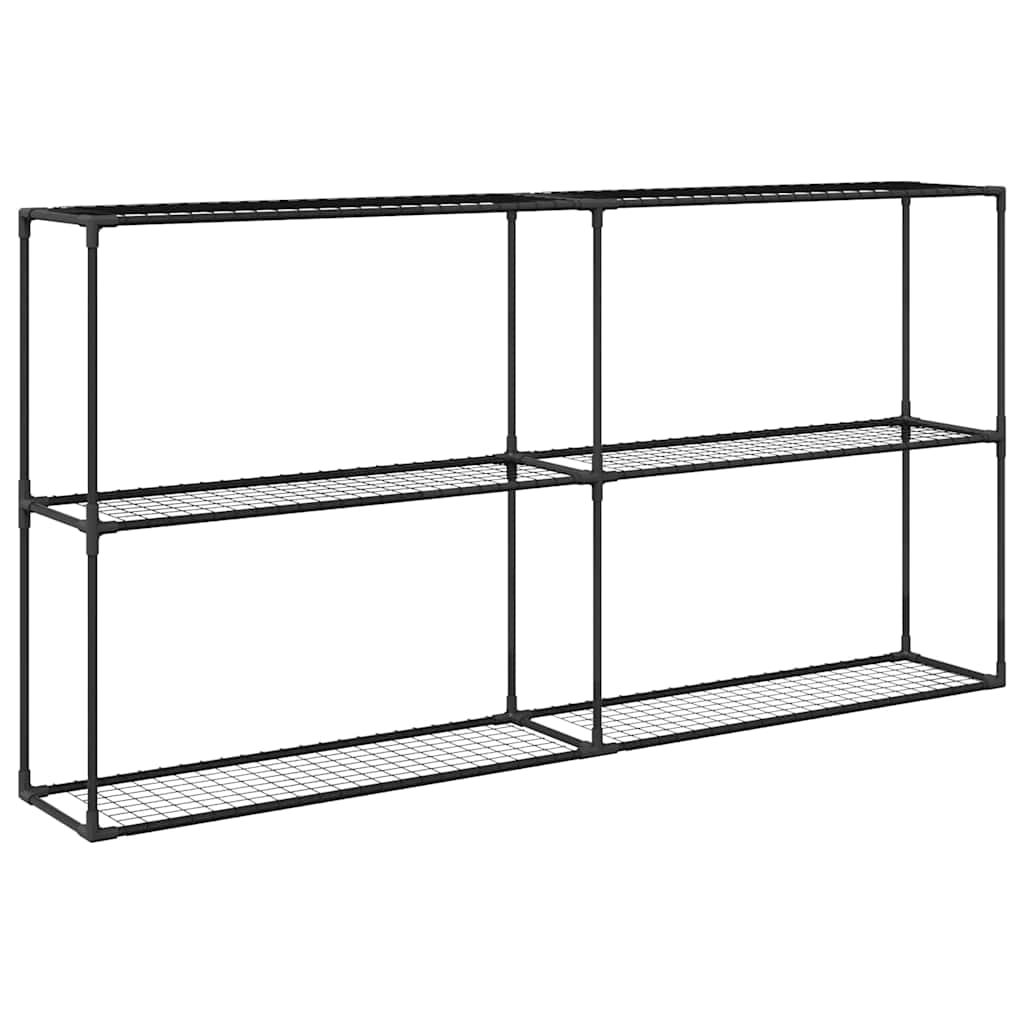 3 lentynų augalų stovas Juoda 200 x 32 x 104 cm Plienas