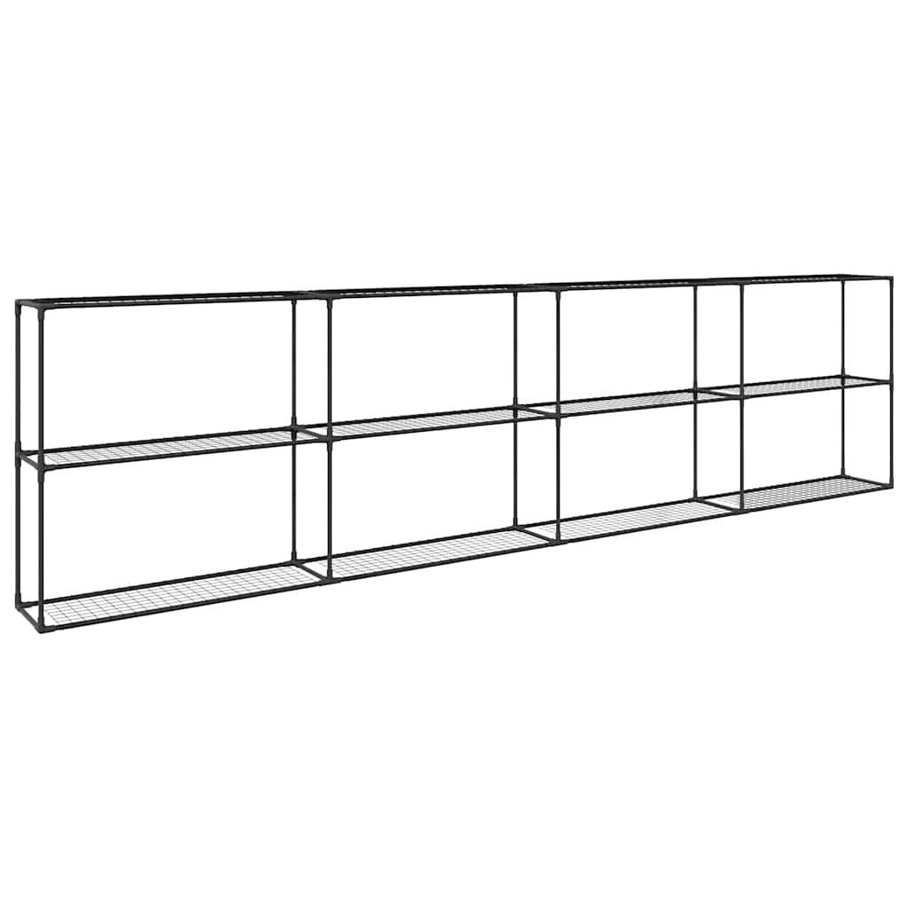 3 lentynų augalų stovas Juoda 400 x 32 x 104 cm Plienas