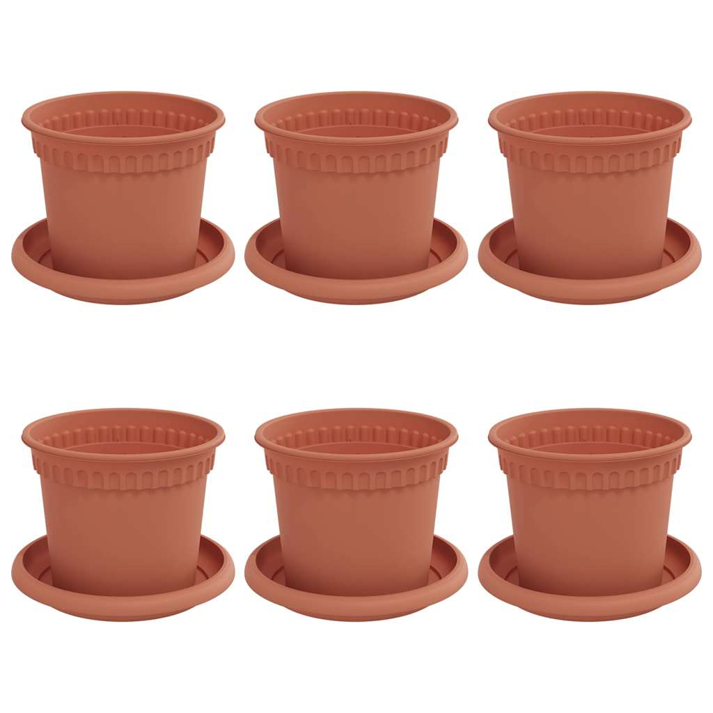 Augalų vazonai 6 pcs Raudona plyta Ø 12,5 x 10 cm Plastmasė