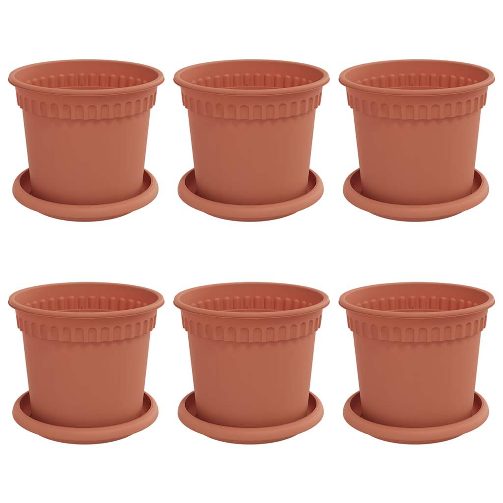 Augalų vazonai 6 pcs Raudona plyta Ø 15 x 12 cm Plastmasė