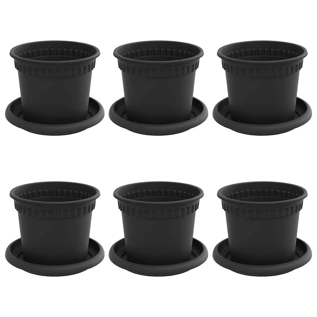 Augalų vazonai 6 pcs Juoda Ø 12,5 x 10 cm Plastmasė