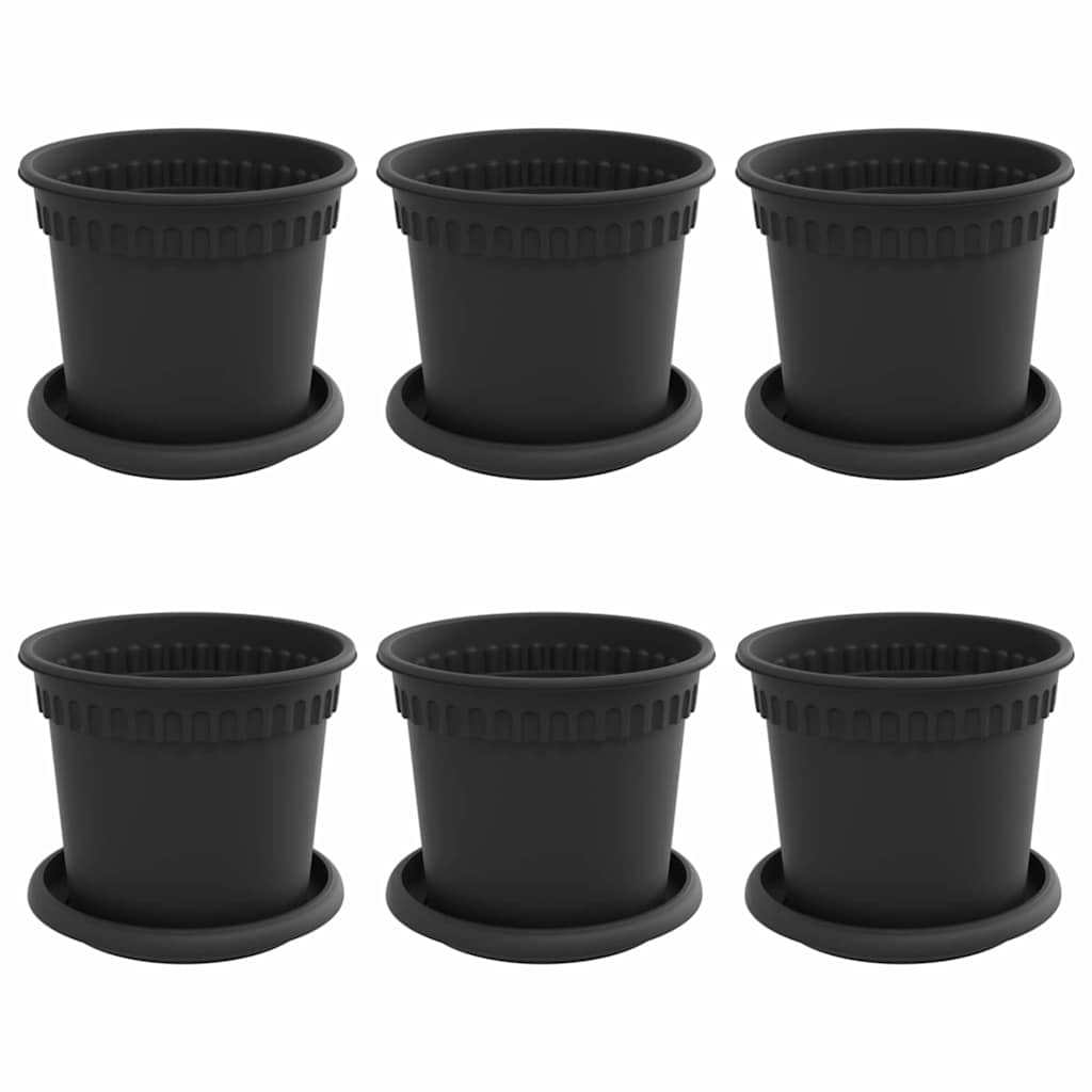 Augalų vazonai 6 pcs Juoda Ø 15 x 12 cm Plastmasė