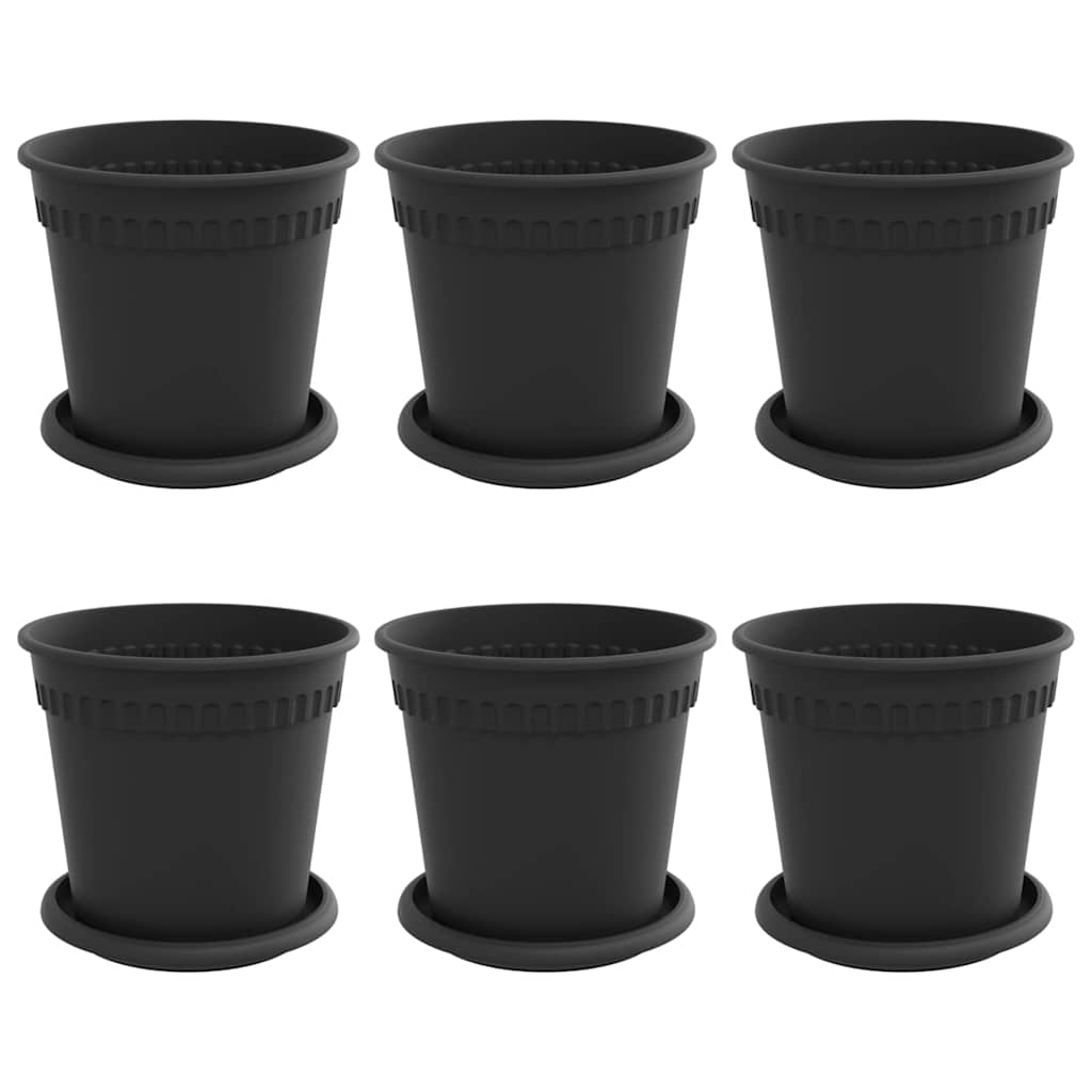 Augalų vazonai 6 pcs Juoda Ø 17 x 14 cm Plastmasė