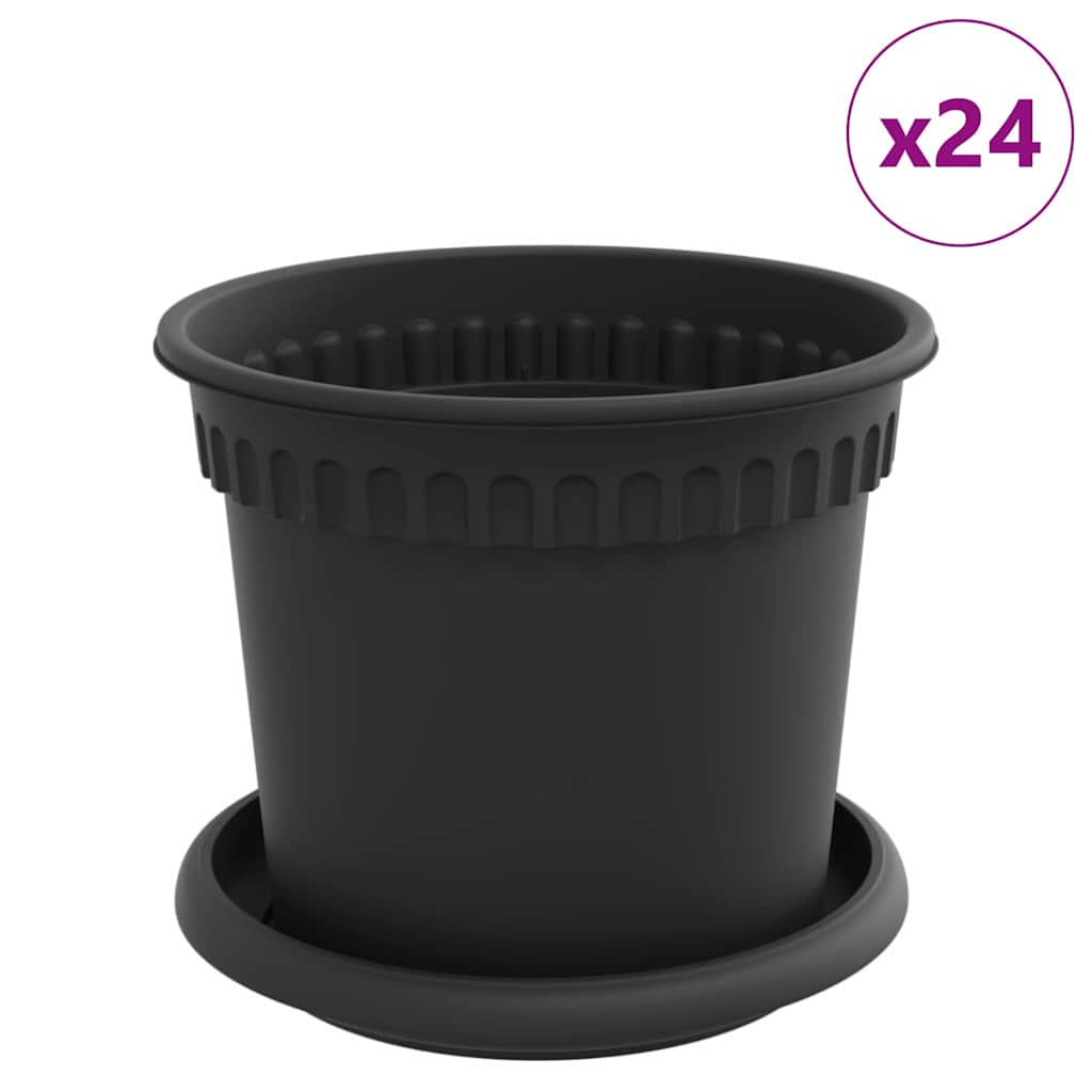 Augalų vazonai 24 pcs Juoda Ø 15 x 12 cm Plastmasė