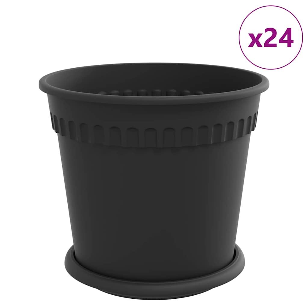 Augalų vazonai 24 pcs Juoda Ø 19 x 16 cm Plastmasė