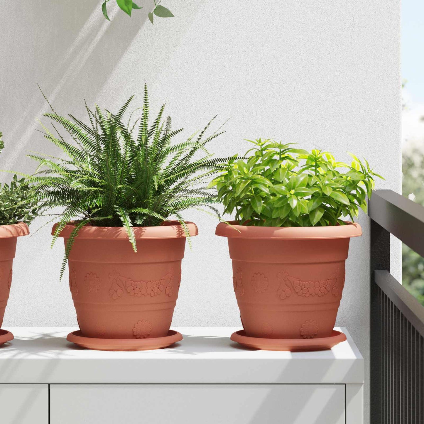 Augalų vazonai 6 pcs Raudona plyta Ø 26 x 21.5 cm Plastmasė