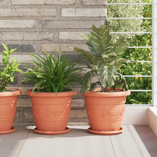 Augalų vazonai 6 pcs Raudona plyta Ø 26 x 21.5 cm Plastmasė