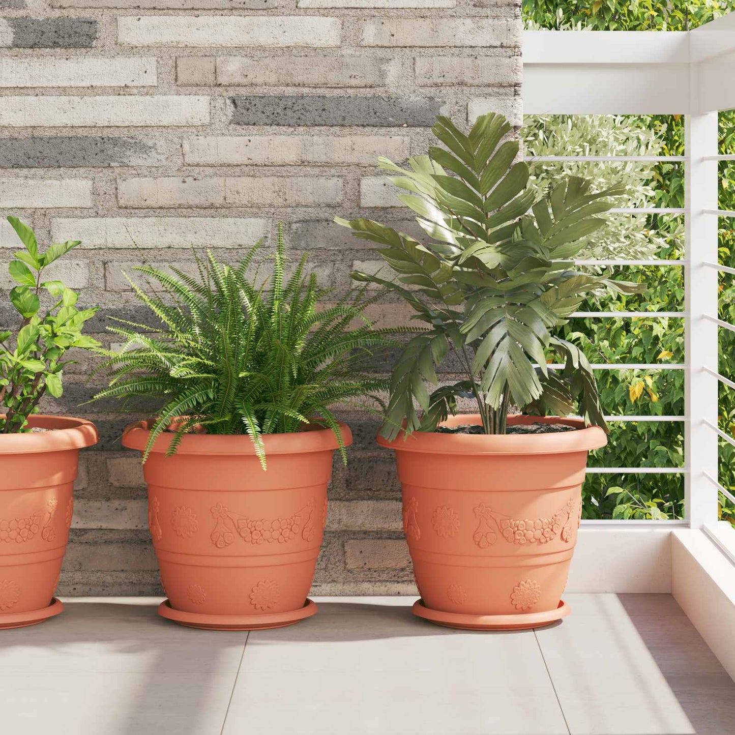Augalų vazonai 6 pcs Raudona plyta Ø 26 x 21.5 cm Plastmasė