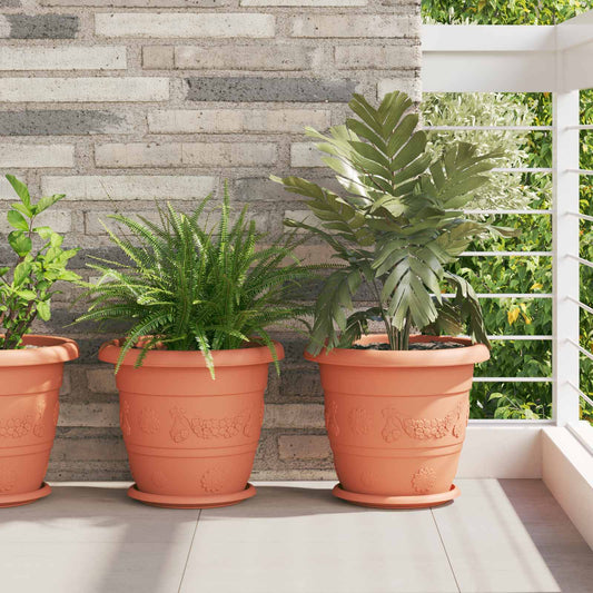 Augalų vazonai 6 pcs Raudona plyta Ø 26 x 21.5 cm Plastmasė