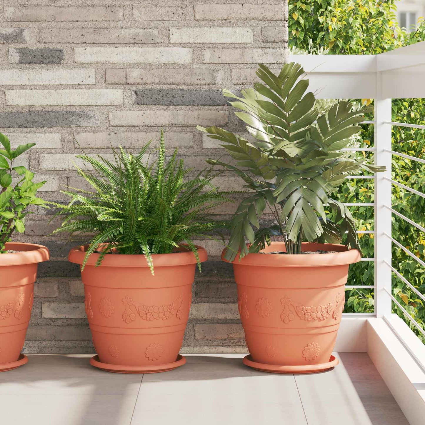 Augalų vazonai 6 pcs Raudona plyta Ø 26 x 21.5 cm Plastmasė
