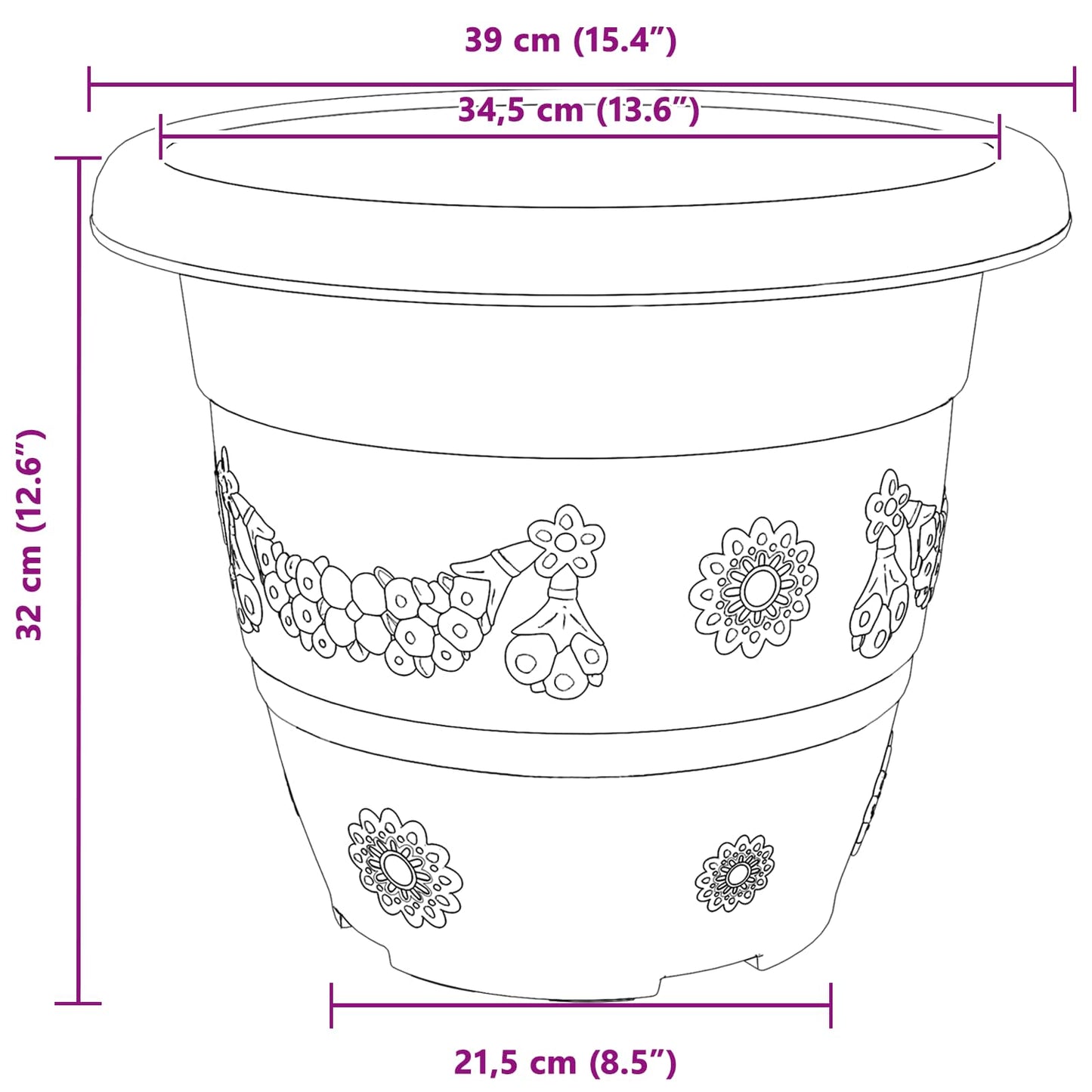 Augalų vazonai 6 pcs Raudona plyta Ø 26 x 21.5 cm Plastmasė