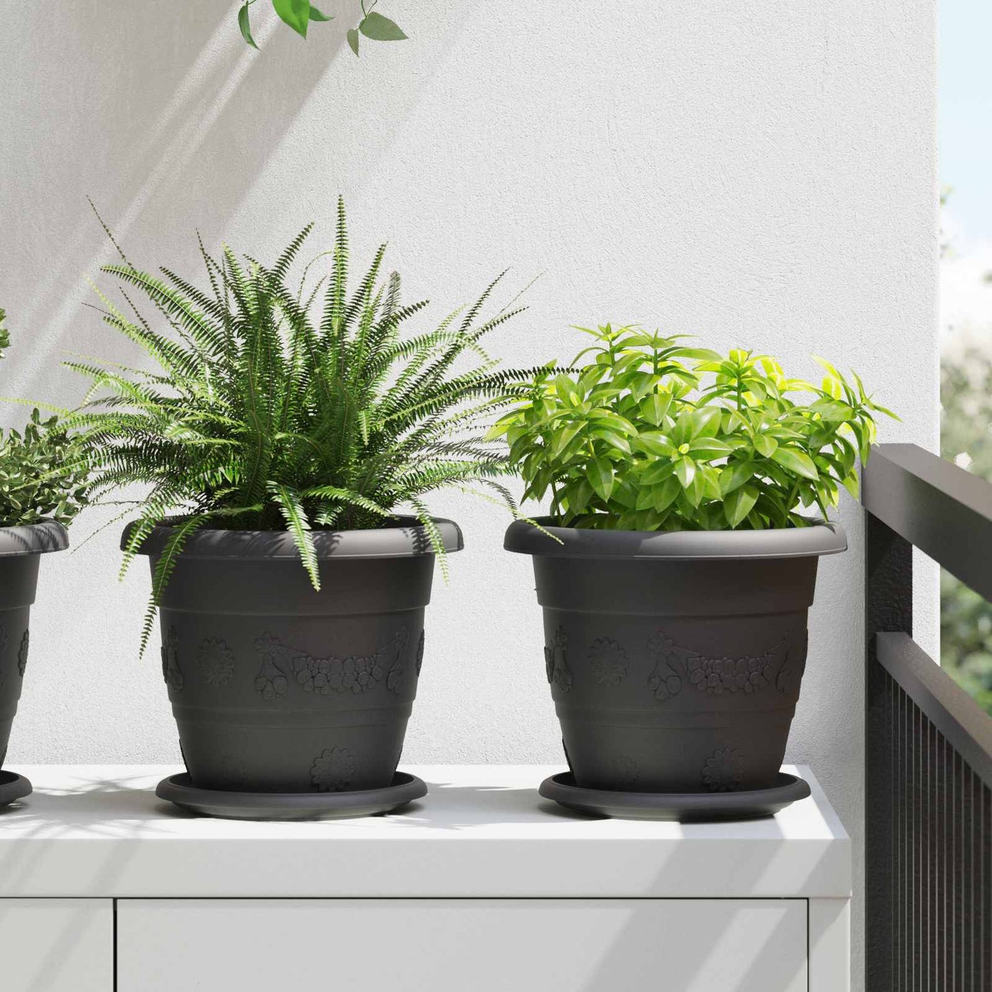 Augalų vazonai 6 pcs Juoda Ø 26 x 21.5 cm Plastmasė