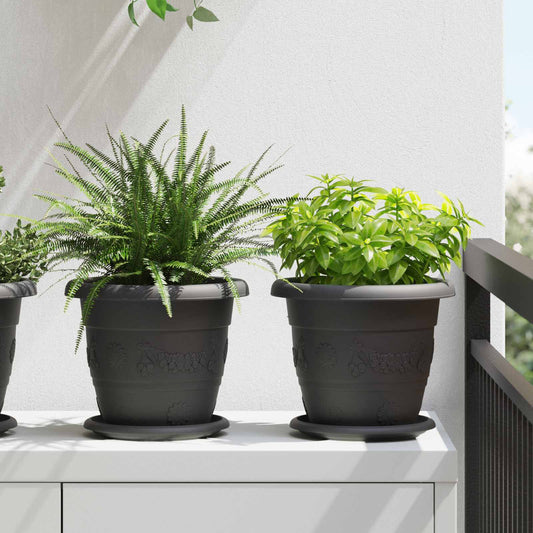 Augalų vazonai 6 pcs Juoda Ø 26 x 21.5 cm Plastmasė