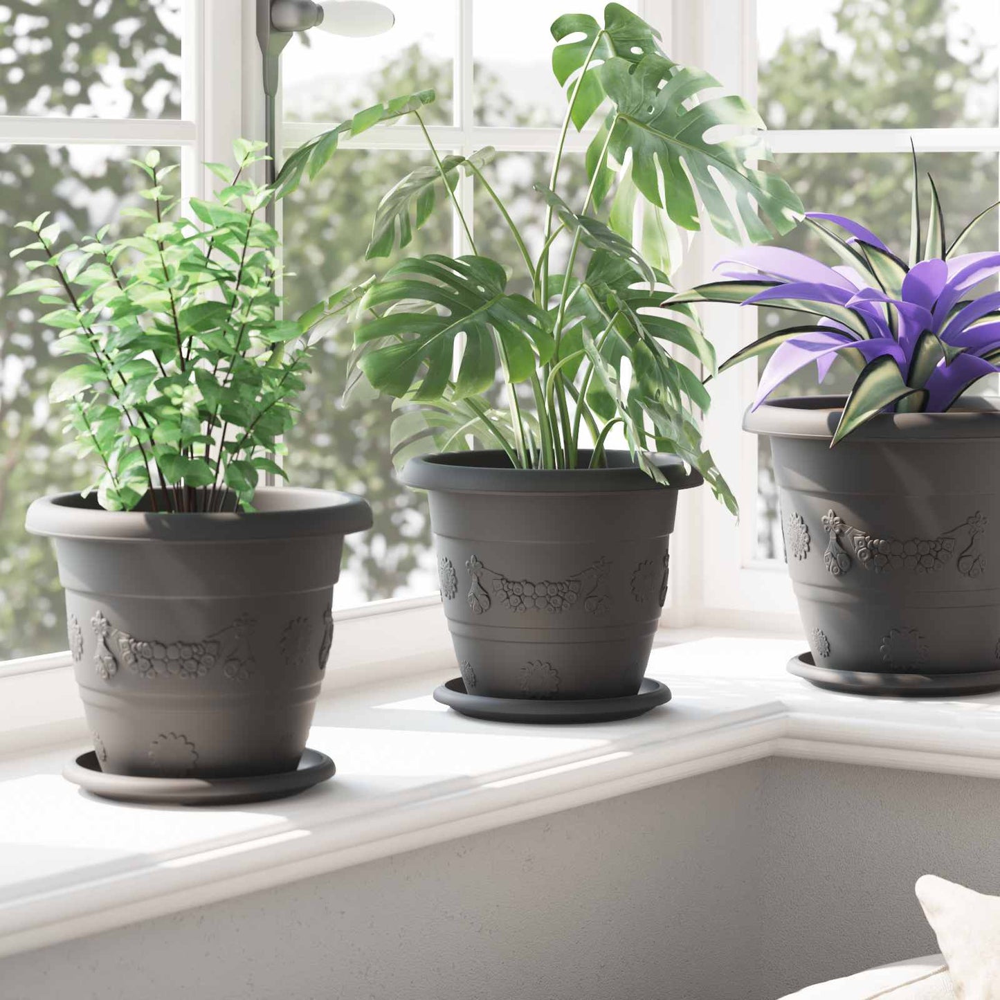 Augalų vazonai 6 pcs Juoda Ø 26 x 21.5 cm Plastmasė