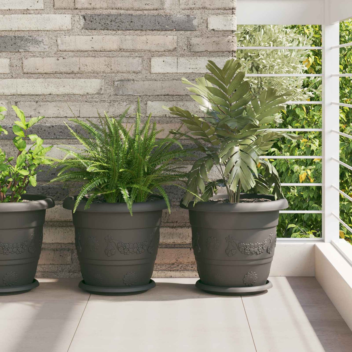 Augalų vazonai 6 pcs Juoda Ø 30 x 25 cm Plastmasė
