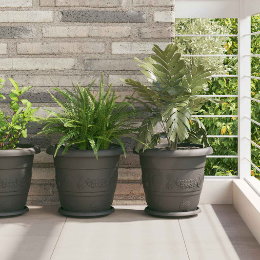 Augalų vazonai 6 pcs Juoda Ø 30 x 25 cm Plastmasė