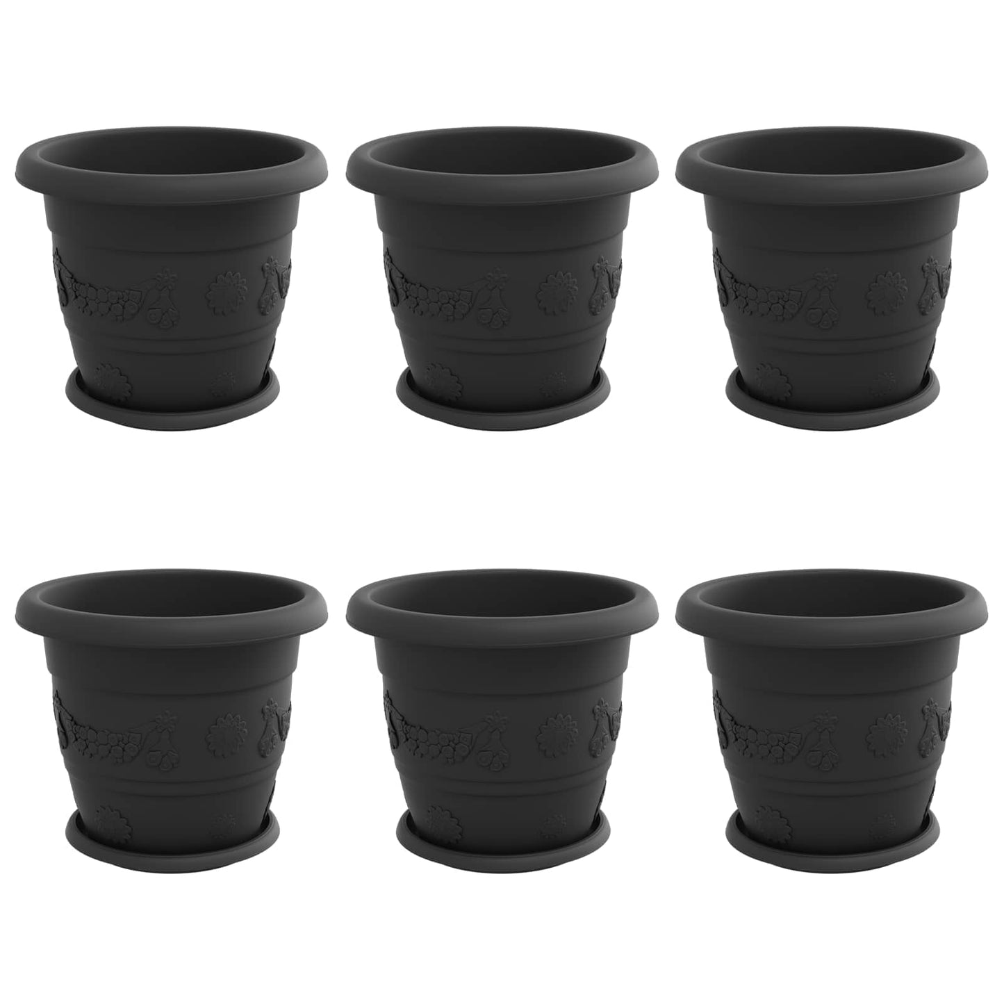 Augalų vazonai 6 pcs Juoda Ø 30 x 25 cm Plastmasė