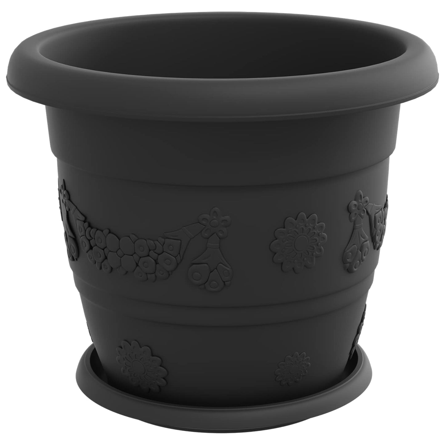 Augalų vazonai 6 pcs Juoda Ø 30 x 25 cm Plastmasė