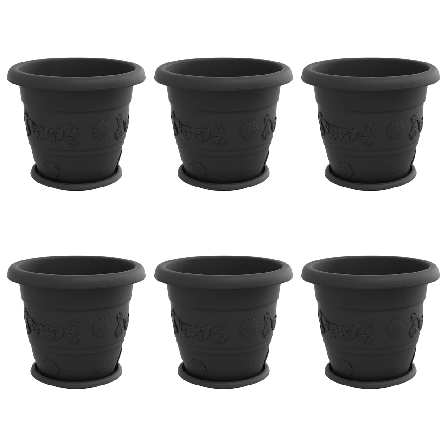 Augalų vazonai 6 pcs Juoda Ø 26 x 21.5 cm Plastmasė