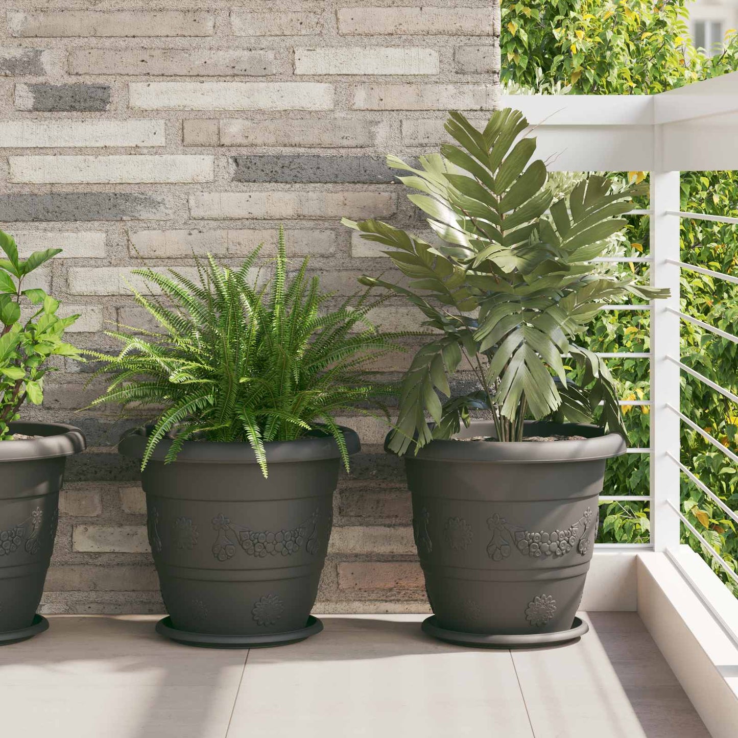 Augalų vazonai 6 pcs Juoda Ø 26 x 21.5 cm Plastmasė