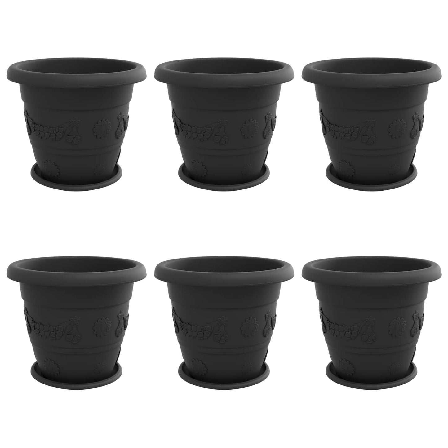 Augalų vazonai 6 pcs Juoda Ø 26 x 21.5 cm Plastmasė
