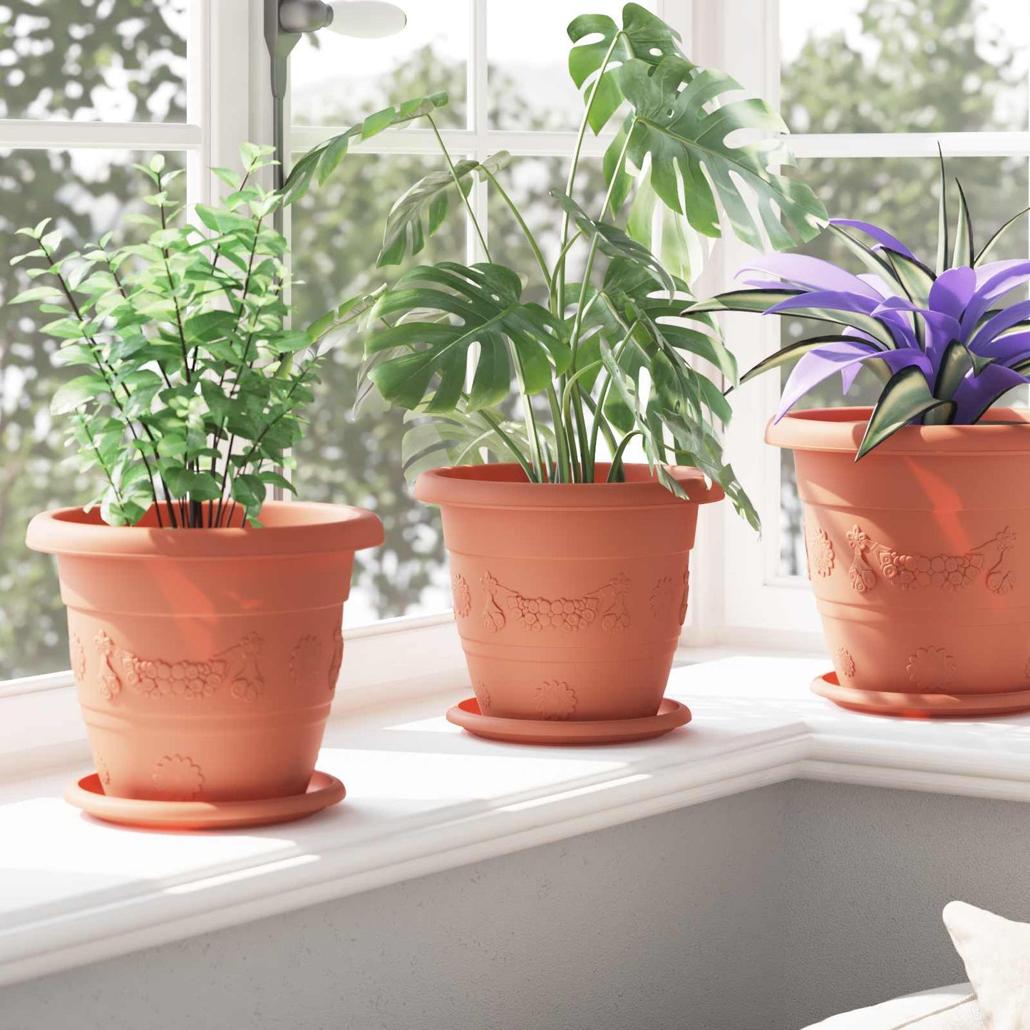 Augalų vazonai 24 pcs Raudona plyta Ø 26 x 21.5 cm Plastmasė