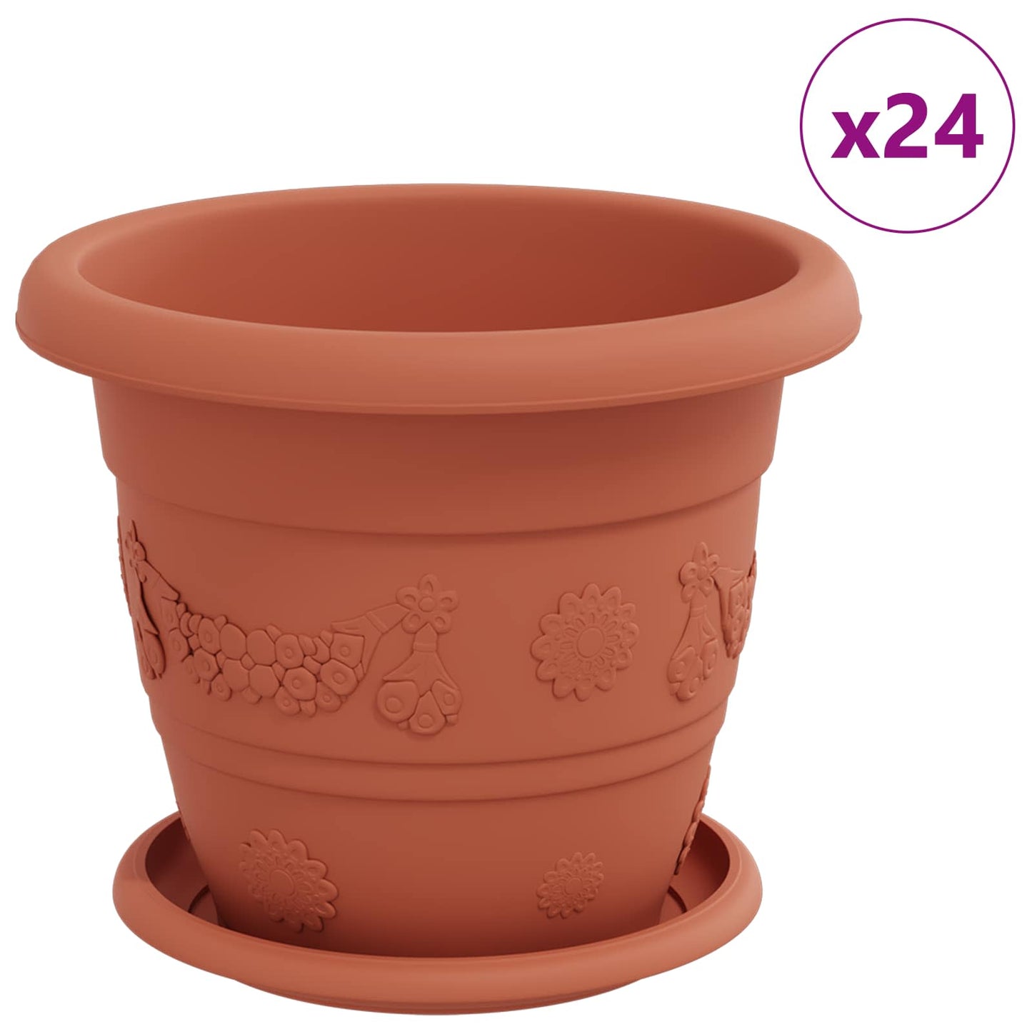 Augalų vazonai 24 pcs Raudona plyta Ø 26 x 21.5 cm Plastmasė