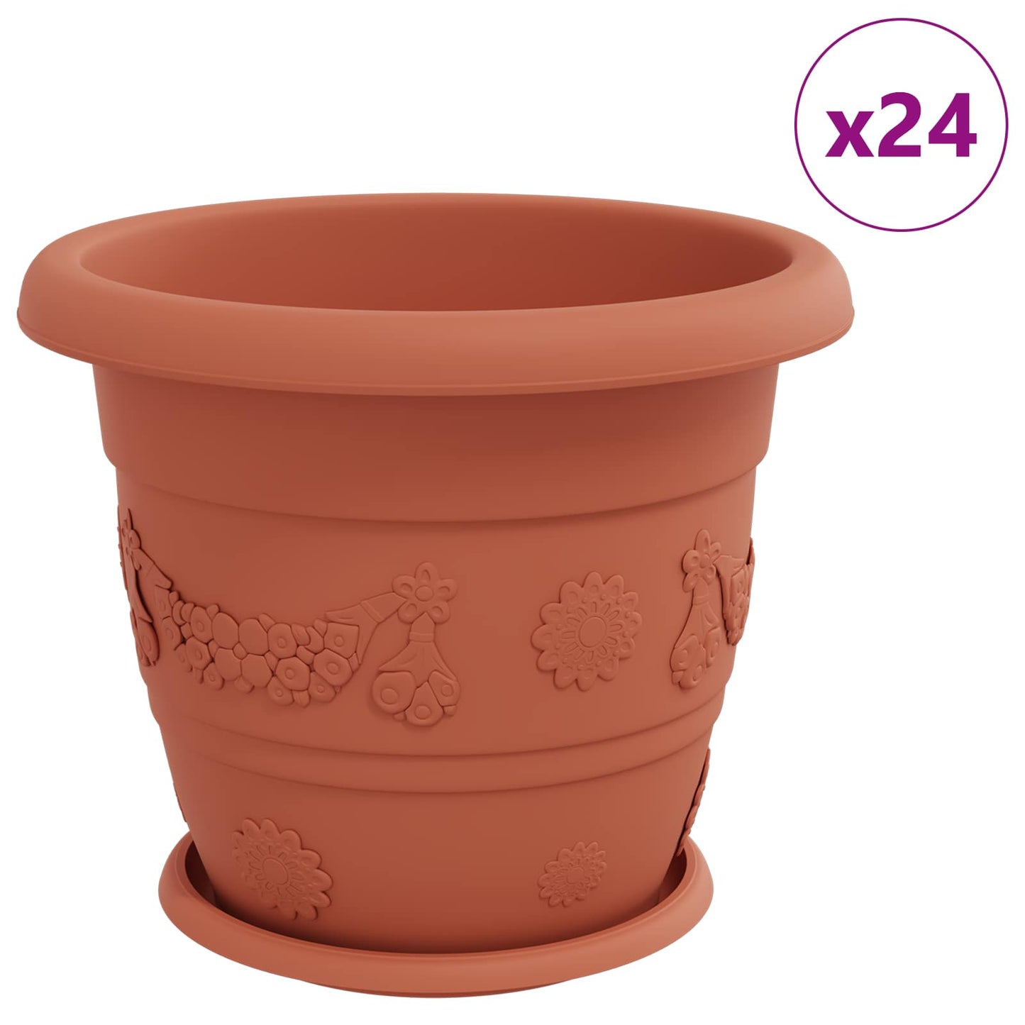 Augalų vazonai 24 pcs Raudona plyta Ø 26 x 21.5 cm Plastmasė