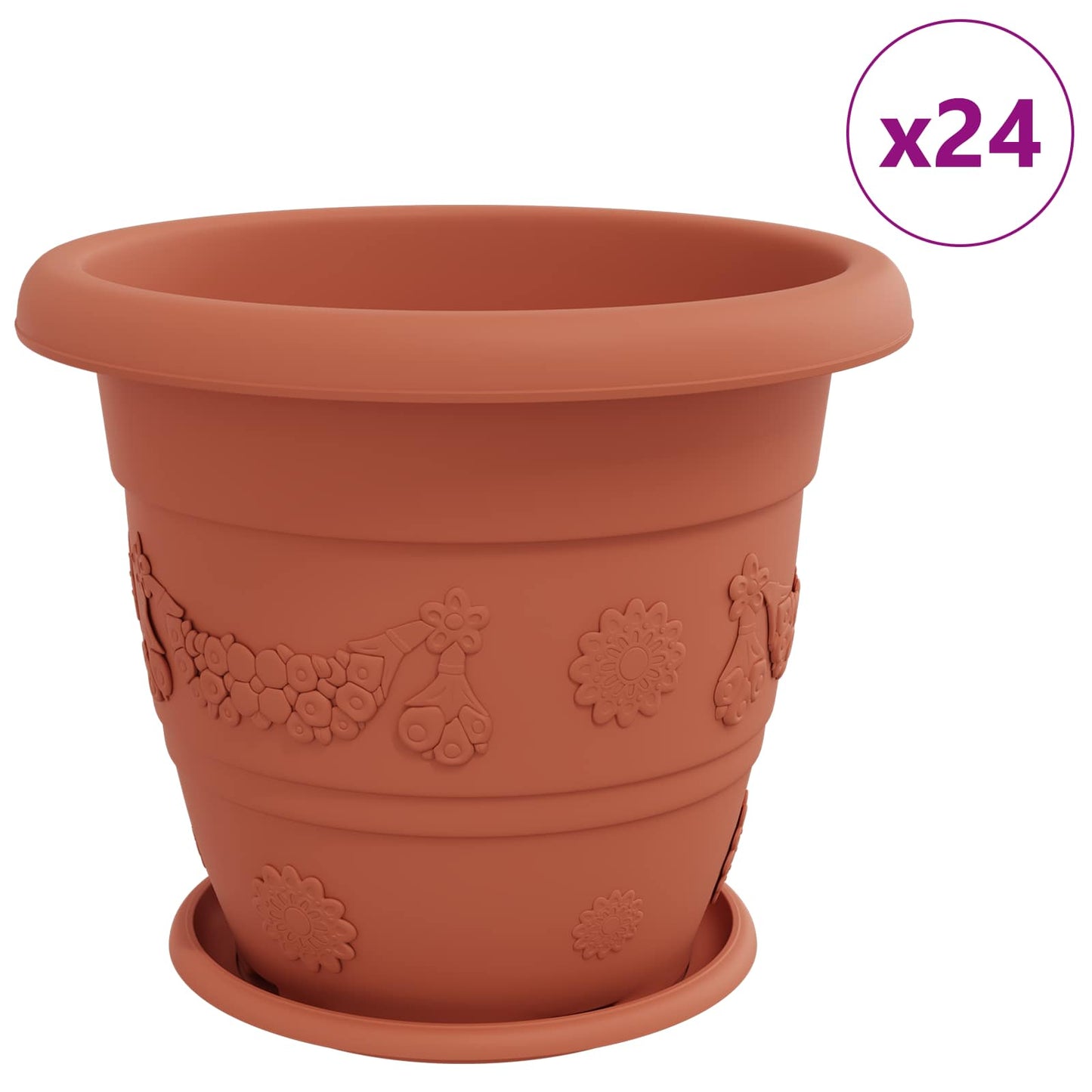 Augalų vazonai 24 pcs Raudona plyta Ø 26 x 21.5 cm Plastmasė