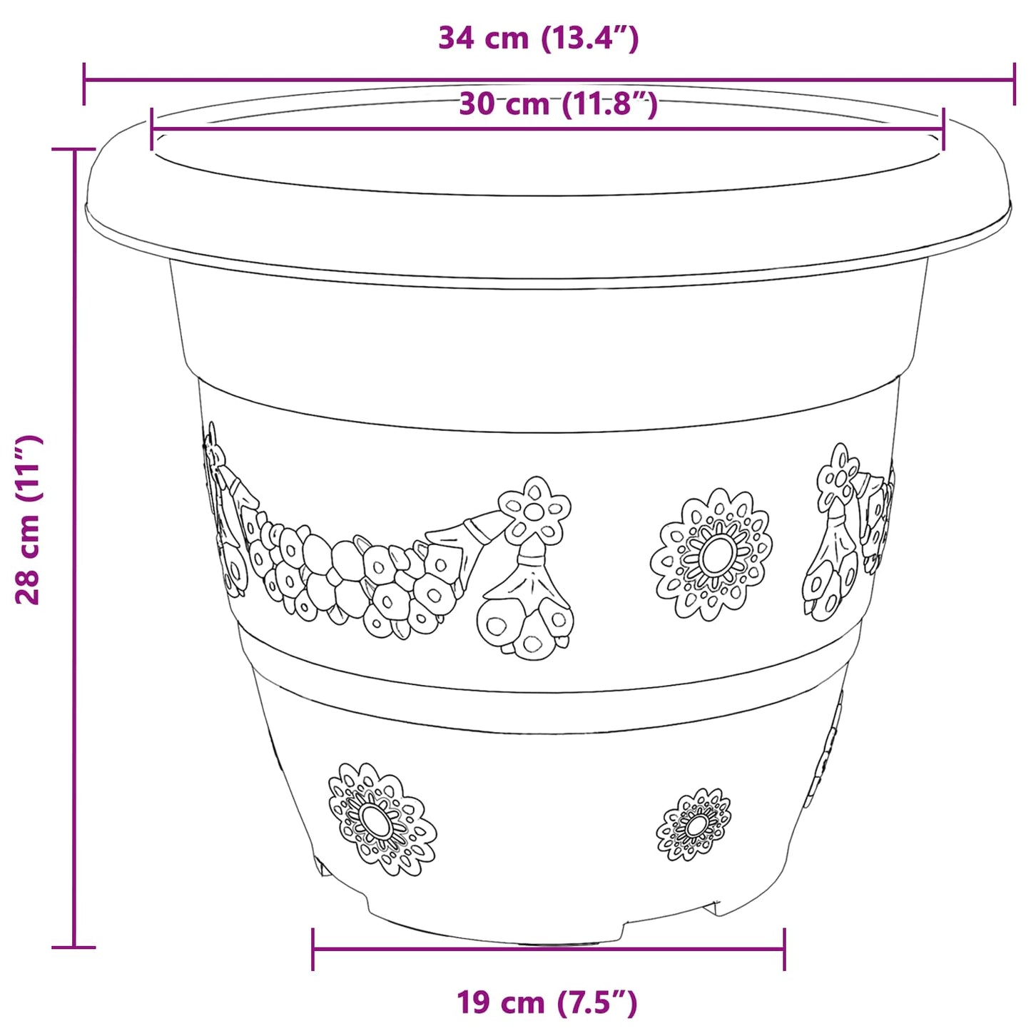 Augalų vazonai 24 pcs Juoda Ø 26 x 21.5 cm Plastmasė