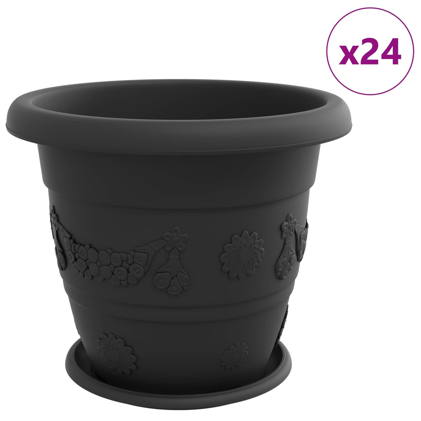 Augalų vazonai 24 pcs Juoda Ø 39 x 32 cm Plastmasė