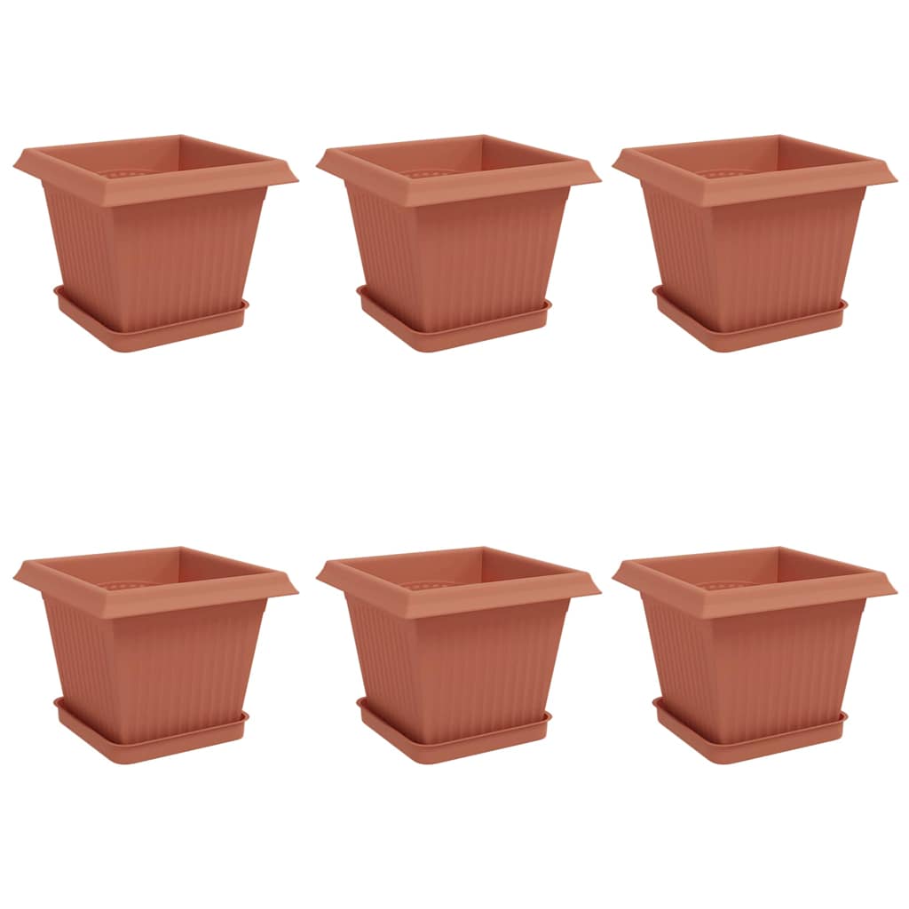 Augalų vazonai 6 pcs Raudona plyta 20 x 20 x 16 cm Plastmasė