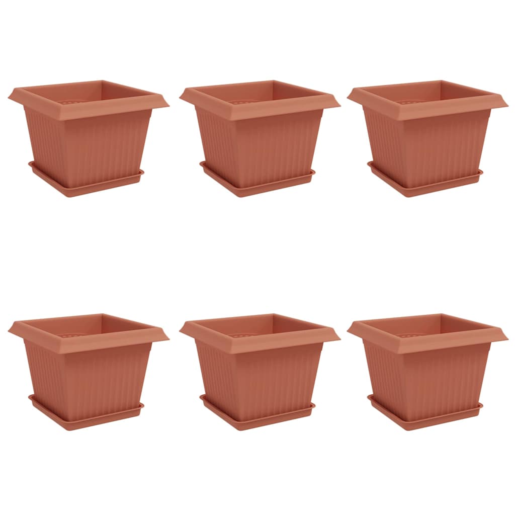 Augalų vazonai 6 pcs Raudona plyta 23 x 23 x 17,5 cm Plastmasė