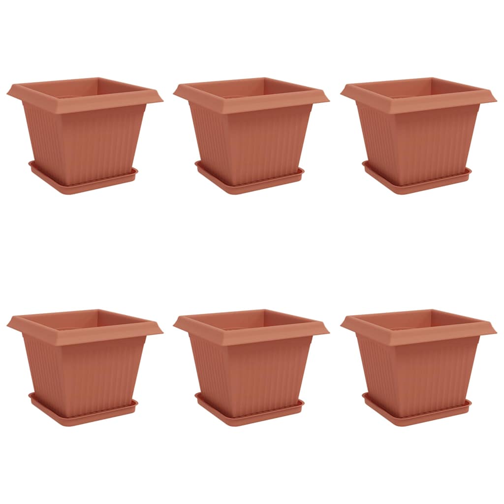Augalų vazonai 6 pcs Raudona plyta 33 x 33 x 26 cm Plastmasė
