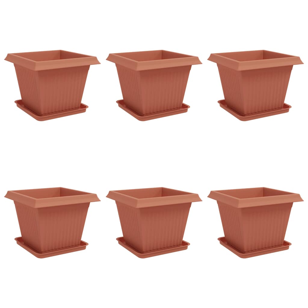 Augalų vazonai 6 pcs Raudona plyta 43 x 43 x 33,5 cm Plastmasė
