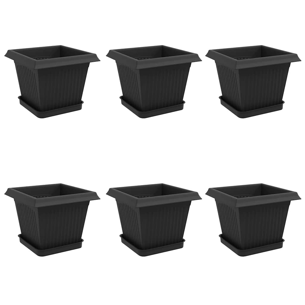 Augalų vazonai 6 pcs Juoda 20 x 20 x 16 cm Plastmasė