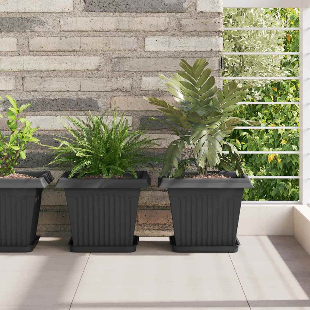Augalų vazonai 6 pcs Juoda 28,5 x 28,5 x 22 cm Plastmasė